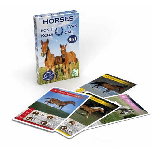 Set 3 jocuri cu carti intr-un singur pachet - Tema Cai